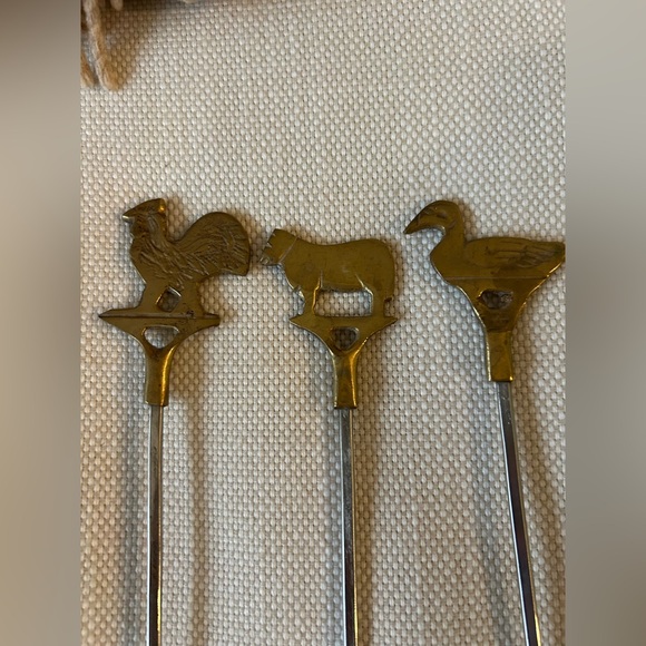 WILLIAMS SONOMA Vintage Brass Animal Skewers, Set 6 - Picture 6 of 8